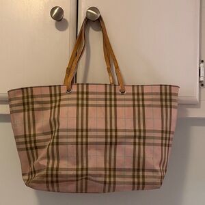 Burberry small Tote Bag Pink Plaid, fair condition